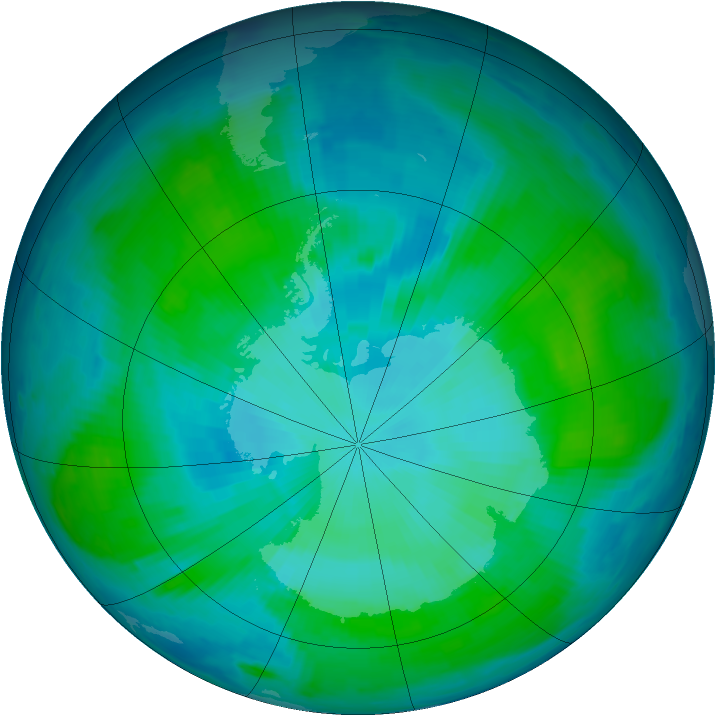 Antarctic ozone map for 23 January 1997